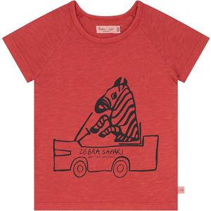 Smitten Organic - 'Safari Zebra Guide' Rood T-shirt met korte mouwen