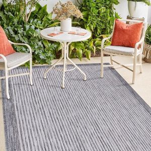 Flycarpets Lora Buitenkleed Voor Binnen & Buiten Vloerkleed - Grijs - Kader - 240x340 cm