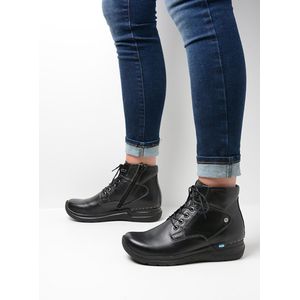 Wolky Hoge veterschoenen Whynot HV zwart leer