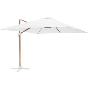 Oviala - Vierkante zweefparasol 3x3m met houtlook in crèmekleur