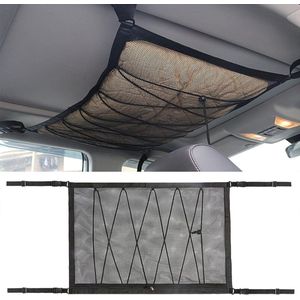 Bagagenet voor autodak, opbergnet, auto-interieur, universele nettas met verstelbaar trekkoord, cargo-net voor 4 dakarmleuningen (80 x 53 cm)