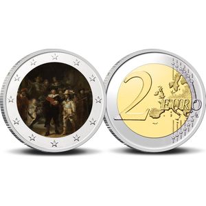 2 Euro munt kleur Rembrandt De Nachtwacht