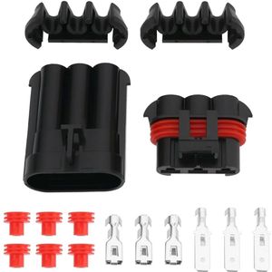 Set van 3 Pin ATV Stator Seal Connector Reparatie Harnas Kit Waterdichte Plug Socket Kit voor Marine Apparaat Industriële met Terminals Verzegeld 10/12 AWG