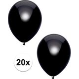 20x Zwarte metallic ballonnen 30 cm - Feestversiering/decoratie ballonnen zwart