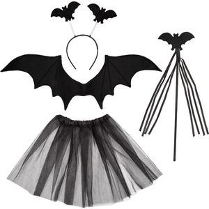 Boland - Set Vleermuis - Kinderen - Vrouwen - Vleermuis - Halloween accessoire - Horror