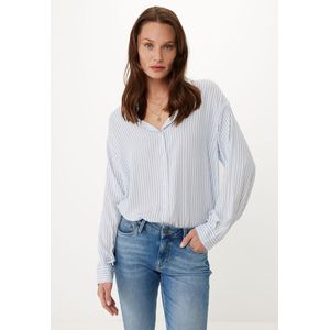 Lange Mouwen Striped Blouse Dames - Wit - Maat XXL