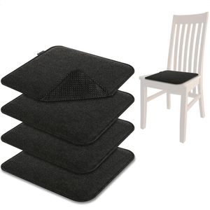 4x zitkussens van vilt - gecapitonneerde stoelkussens - vierkante zitkussens voor eetkamer, tuin, balkon - antislip onderkant met antislip