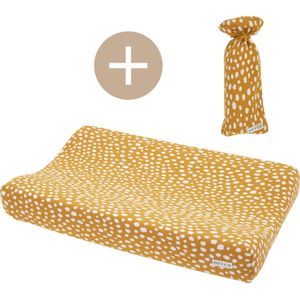 Meyco Baby Cheetah aankleedkussenhoes + kruikenzak - honey gold - 50x70cm
