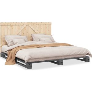 vidaXL Bedframe 180x200 Massief Grenen Grijs