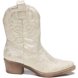 SmileFavorites® Dames Cowboylaarzen met Hak Kort - Goud - Imitatieleer - Maat 37