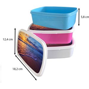 Broodtrommel Wit - Lunchbox Zee - Strand - Zonsondergang - Wolken - Horizon - Brooddoos 18x12x6 cm - Brood lunch box - Broodtrommels voor kinderen en volwassenen