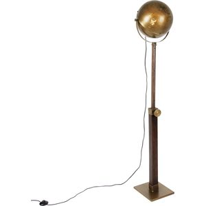 QAZQA haicha - Industriele Vloerlamp | Staande Lamp - 1 lichts - H 168 cm - Brons - Industrieel - Woonkamer | Slaapkamer | Keuken