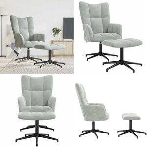 vidaXL Relaxstoel met voetenbank fluweel lichtgrijs - Relaxstoel Met Voetenbank - Relaxstoelen Met Voetenbanken - Zetel Met Voetenbankje - Zetels Met Voetenbankjes