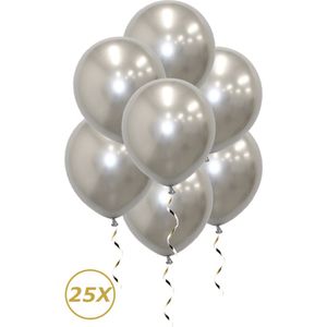 Zilveren Helium Ballonnen 2024 NYE Verjaardag Versiering Feest Versiering Ballon Chrome Zilver Luxe Decoratie - 25 Stuks