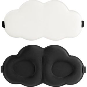 AiQInu pakket met 2 slaapmaskers voor heren dames, 2024 ademende 3D-slaapbril en verstelbare elastische band, 100% lichtblokkering, comfortabel met traagschuim oogmasker voor reisdutje zwart + beige