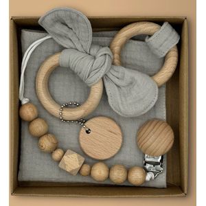 My Arc - Knuffeldoekje met bijtring - Geboorte Cadeau - Baby Geschenkset - Kraampakket - Baby Shower Geschenken - Baby Houten Tandjes - Groen
