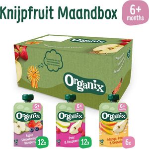 Organix Knijpfruit Maandbox 6+ Maanden - 30 stuks - 100% Biologische babyvoeding - Knijpzakjes