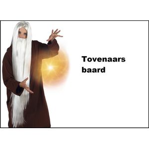 Tovenaars pruik met lange baard wit - Lords of the ring Magic festival thema feest festival potter wizard carnaval