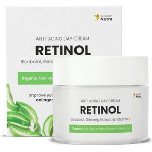 Anti-Aging Day Cream Retinol-Gezichtsverzorging tegen rimpels-Hydraterend-Tegen fijne lijntjes-Natuurlijke ingrediënten-Tegen Pigmentvlekken- Hyaluronzuur- Alle huidtypes- Egale teint-Sheaboter-Aloë vera-Ginseng Exrtact-50 ml