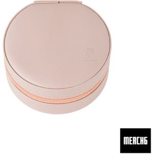 Ronde - Luxe Sieradendoos - Bijouterie Kistje – Juwelendoos - Ring/Oorbellen/ Ketting/Horloge – Dames/ meisjes – Reisformaat – Roze