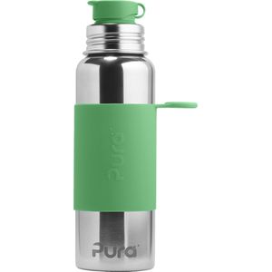 Pura Sportfles 850 ml - Drinkfles - Bidon - Plasticvrij - Roest Niet - Vaatwasserbestendig - Inclusief Sportsleeve en Sportdop - Top is Verwisselbaar - Veelzijdig - Moss