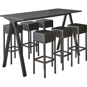 Bartafel Victory breed 140CM kleur frame Wit (RAL9010) kleur blad Ahorn