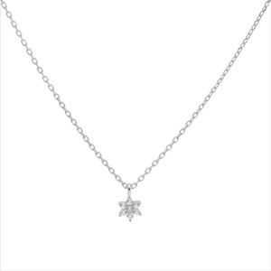 Karma Necklace Bright Zirconia Flower Silver T261S 38-45 cm