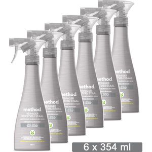 Method Roestvrijstaal Reiniger Spray Voordeelverpakking 6 x 354 ml - Reinigt, Boent & laat Glanzen - Ecologisch - Appelboomgaard Geur