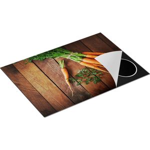 Chefcare Inductie Beschermer Wortels op Houten Planken - 75x52 cm - Afdekplaat Inductie - Kookplaat Beschermer - Inductie Mat