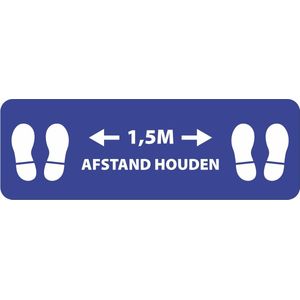 Houd afstand Corona Sticker - Vloersticker -50 x 17,5 cm Blauw - COVID19 - Waarschuwingssticker - antislip