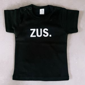 KLEINE FRUM - ZUS. tshirt - zwart - maat 62, 68, 74, 80, 86 - geboorte - aankondiging - grote zus - zwangerschap - shirt - ik word grote zus - kraamcadeau