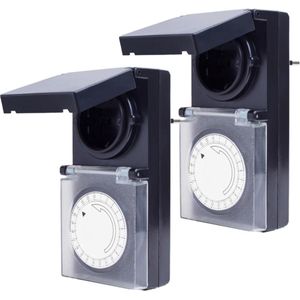 Tijdschakelaar stopcontacten buiten - mechanische timer met verhoogde aanraakbeveiliging - IP44 spatbestendig