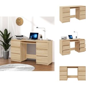 vidaXL Schrijfbureau - Schrijfbureaus - Schrijftafel - Schrijftafels - Schrijftafel 140x50x77 cm bewerkt hout sonoma eikenkleurig