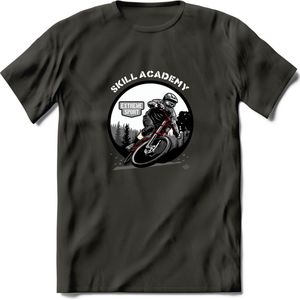 Skill Academy T-Shirt | Mountainbike Fiets Kleding | Dames / Heren / Unisex MTB shirt | Grappig Verjaardag Cadeau | Maat XL