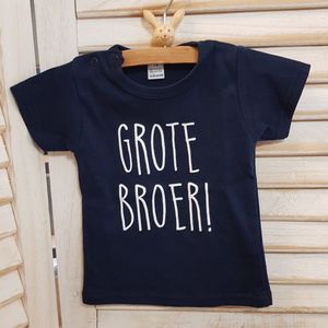 Shirt grote broer big brother | korte mouw | donkerblauw | maat 86 zwangerschap aankondiging bekendmaking baby