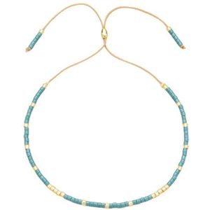 Fijne kralen armband Ibiza - Turquoise Goud  - Dames - Lieve Jewels