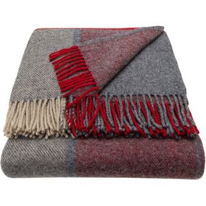 WOOOL® | Wollen Luxury Plaid | BLOCK CHECK (Red Slate) | 150x183cm | 100% Lamswol | Blok Design Deken - Rood