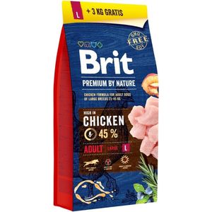 Brit Premium by Nature hondenvoer Adult L 15 + 3 kg GRATIS - Hond