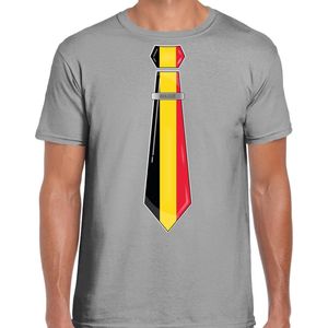 Bellatio Decorations Verkleed shirt voor heren - stropdas Belgie - grijs - supporter - themafeest S