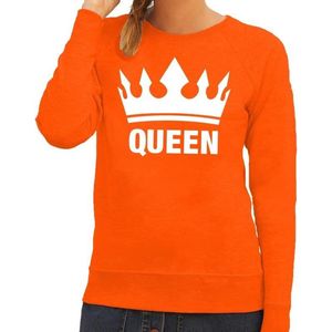 Oranje Koningsdag Queen sweater dames L