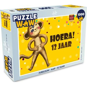 Puzzel Jubileum - Aap - 12 jaar - Legpuzzel - Puzzel 1000 stukjes volwassenen