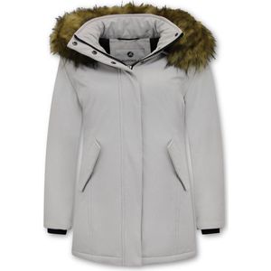 Dames Winterjas met Imitatie Bontkraag - Slim Fit - Beige