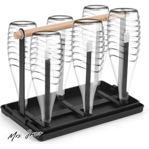 Mrs. Jones Premium Collection Flessen- en bekerhouder afdruiprek - Metalen 6-flessenrek - Flessendroger - Zwart .