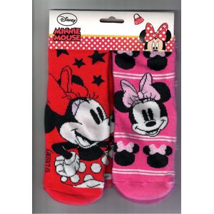 Minnie Mouse - 2 paar sokken Minnie Mouse Antislip - meisjes- maat 27/30 - huissokken
