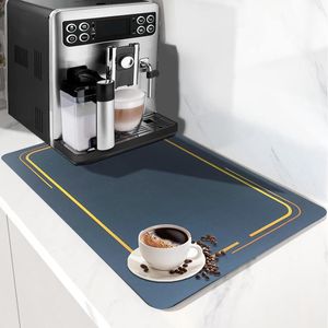 Koffiezetapparaat droogmat onderlegger, droogmat servies, absorberende droogmat 60 x 40 cm, sneldrogende barmat, keukenmat voor koffiezetapparaat, keuken, spoelbak, zwart