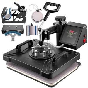 VEVOR 5 6 8 in 1 warmte persmachine - transferpers - hitte pers - warmte persmachine transferpers - warmte pers machine - T-shirt warmteoverdracht printer - multifunctionele sublimatie voor mok/latte mok/hoed/plaat/fles