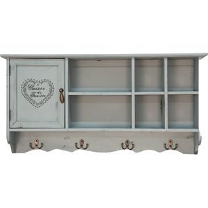 Clayre & Eef Wandkast 80x15x40 cm Blauw Hout Opbergkast