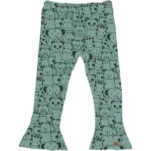 Flared broek dierenhoofdjes groen