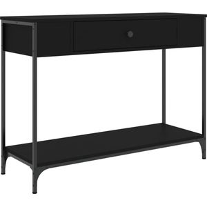 The Living Store Wandtafel 100x34,5x75 cm bewerkt hout zwart - Wandtafel - Haltafel - Entreetafel - Moderne Tafel - Industrieel Design
