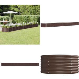 vidaXL Plantenbak 512x80x36 cm gepoedercoat staal bruin - Plantenbak - Plantenbakken - Bloembak - Kweekbak